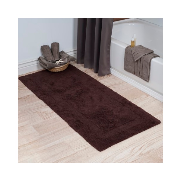 Hastings Home 100-percent Cotton Bath Mat, 24x60 Long Bathroom Runner, Reversible, Soft, Absorbent, Rug, Chocolate 654483EZK - main